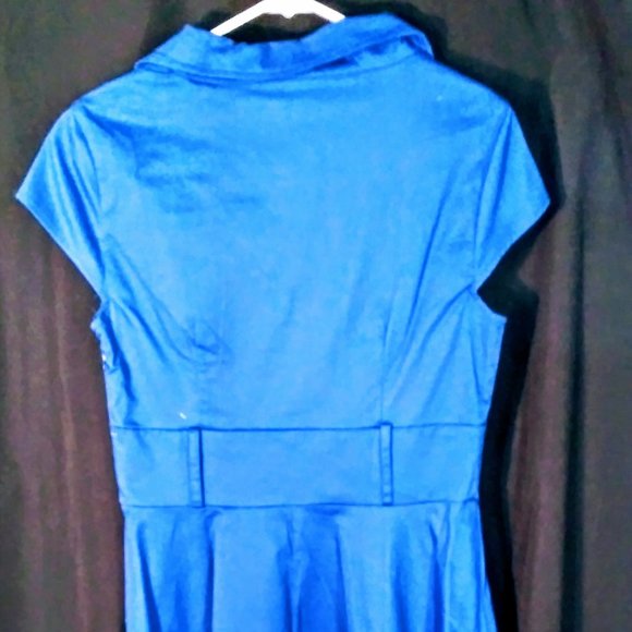 Black N Blue Retro Style Dress with Collar - Picture 4 of 5